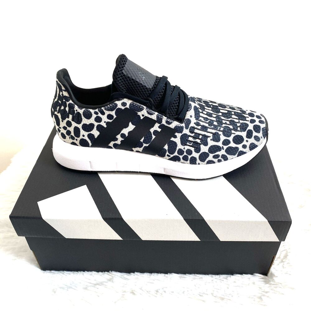 Adidas Swift Run 1.0 Leopard Print Women's Running Shoes Size 8.5 Black White